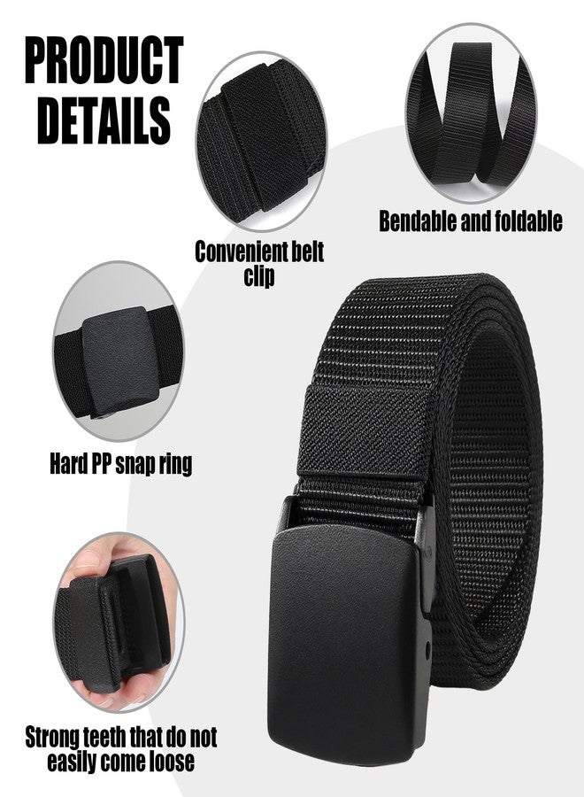 Ryetvok Durable Web Belt For Men, 2-Pack Black Canvas Military Belt With Safe Buckle, Adjustable Hiking Belt, 47.6Inch Metal-Free Cloth Belt For Outdoor & Daily Use - Image 3